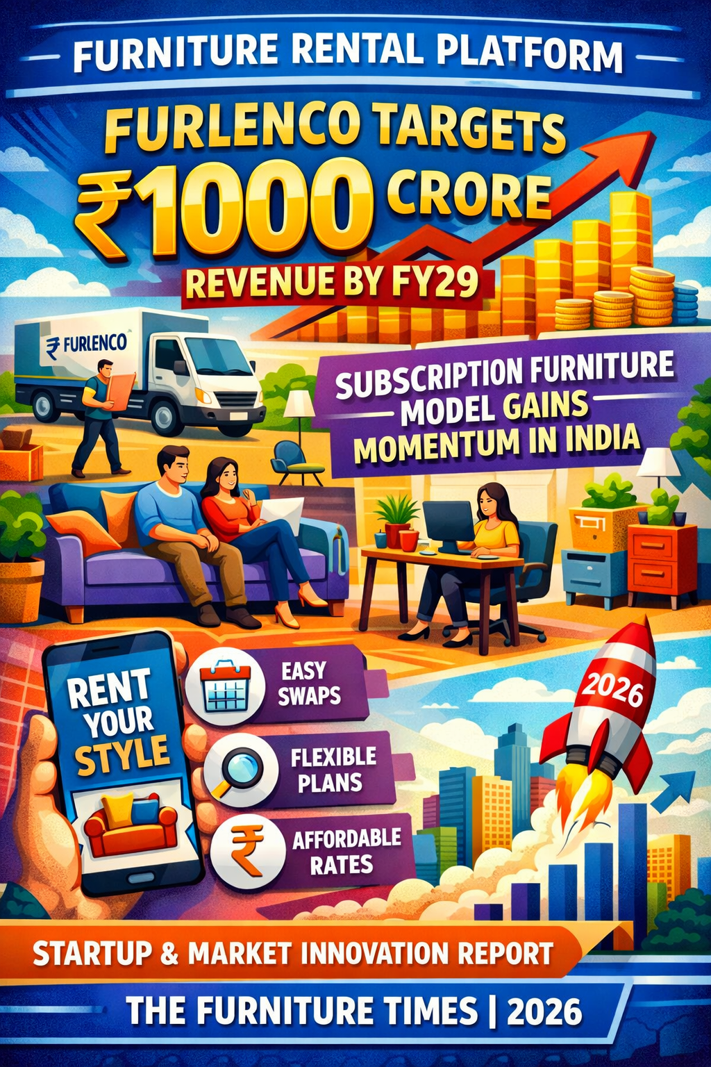 Furniture Rental Platform Furlenco Targets ₹1000 Crore Revenue by FY29