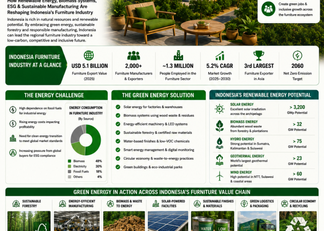 How Renewable Energy, Biomass Systems, ESG & Sustainable Manufacturing Are Reshaping Indonesia’s Furniture Industry