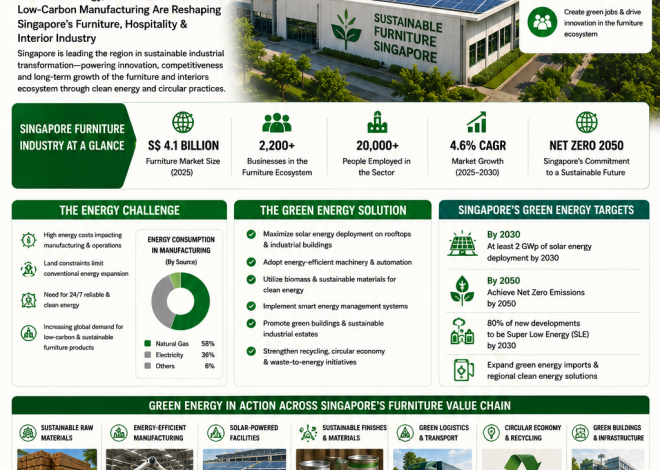 How Renewable Energy, ESG, Smart Interiors & Sustainable Urban Living Are Reshaping Singapore’s Furniture & Interior Ecosystem