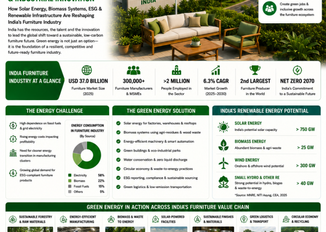 How Solar Energy, Biomass Systems, ESG & Renewable Infrastructure Are Reshaping India’s Furniture Industry