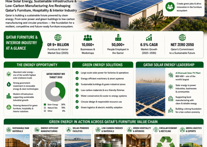 How Solar Energy, Sustainable Infrastructure & Low-Carbon Manufacturing Are Reshaping Qatar’s Furniture, Hospitality & Interior Industry