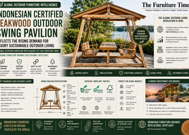 Indonesian Certified Teakwood Outdoor Swing Pavilion Reflects the Rising Demand for Luxury Sustainable Outdoor Living