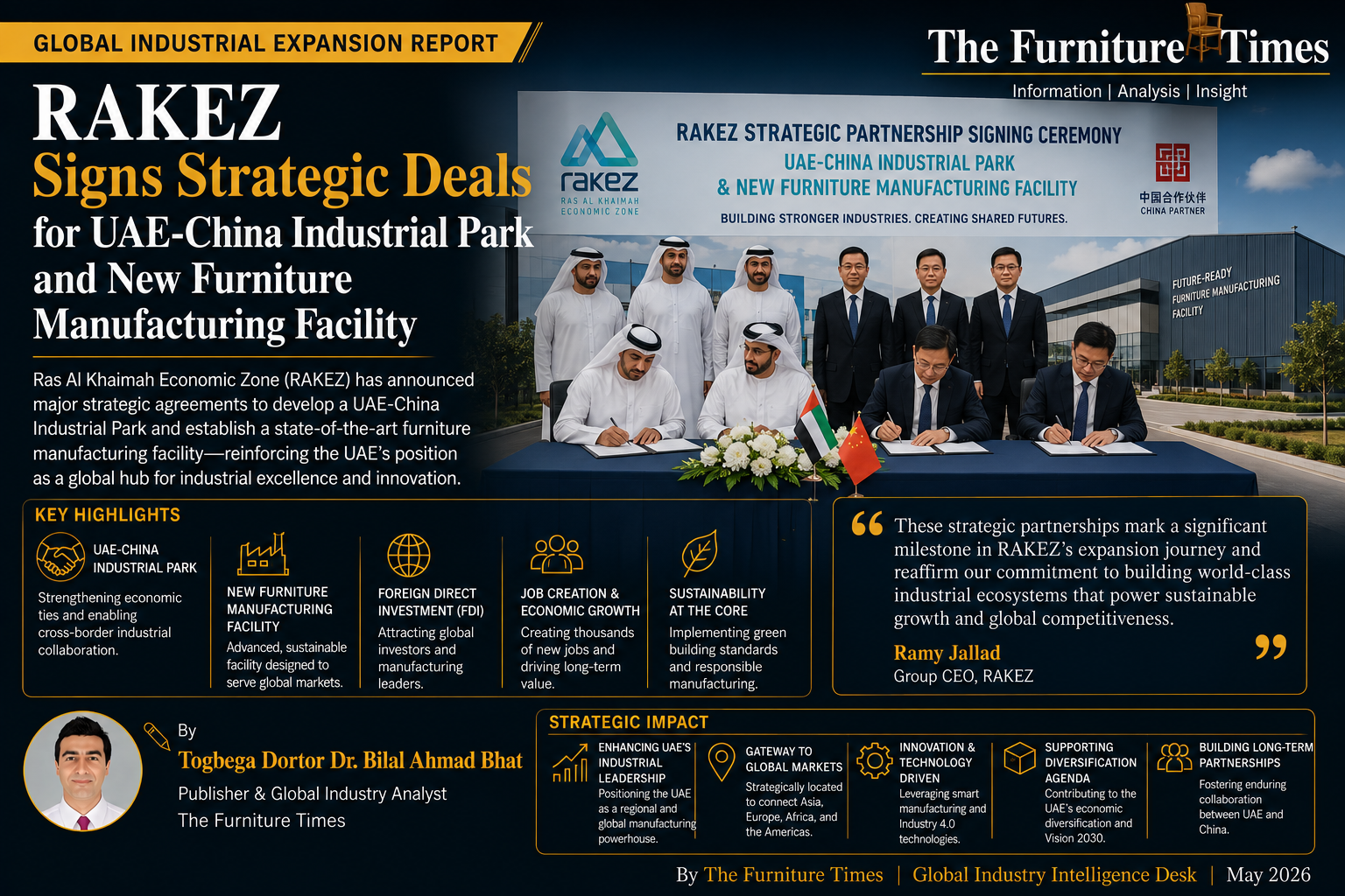 RAKEZ Signs Strategic Deals for UAE-China Industrial Park and New Furniture Manufacturing Facility
