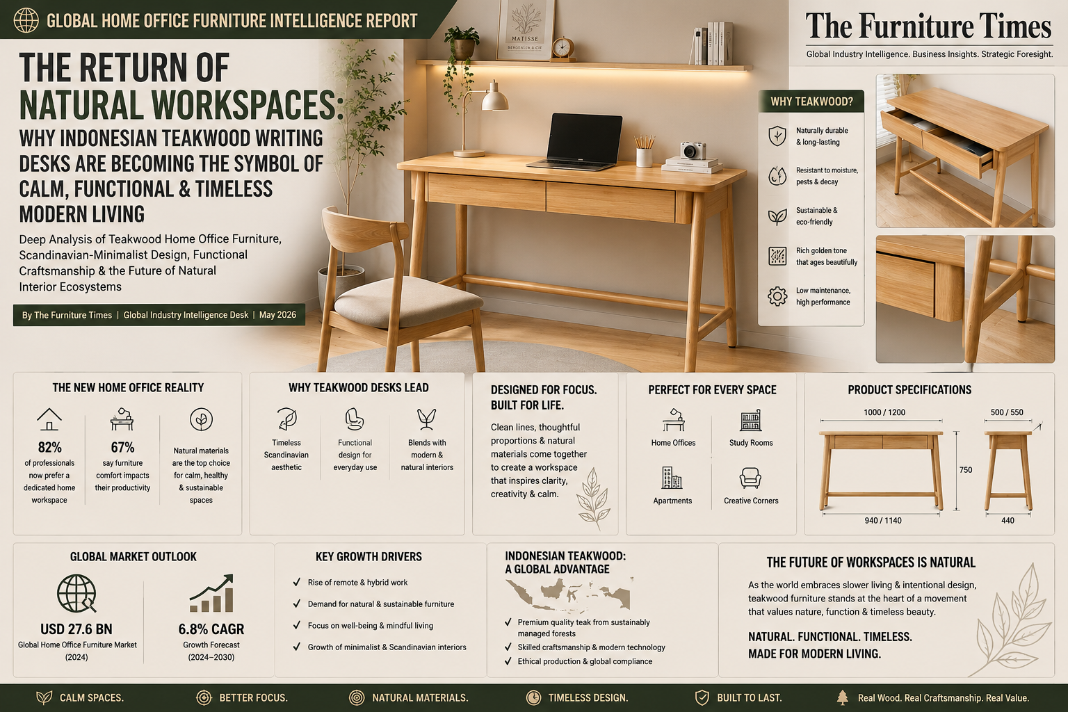 The Return of Natural Workspaces: Why Indonesian Teakwood Writing Desks Are Becoming the Symbol of Calm, Functional & Timeless Modern Living