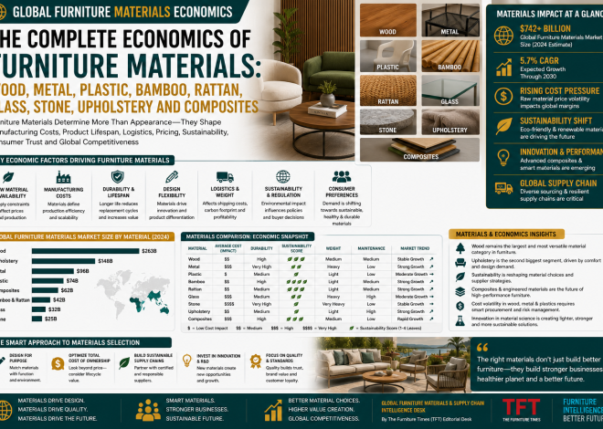 The Complete Economics of Furniture Materials: Wood, Metal, Plastic, Bamboo, Rattan, Glass, Stone, Upholstery and Composites