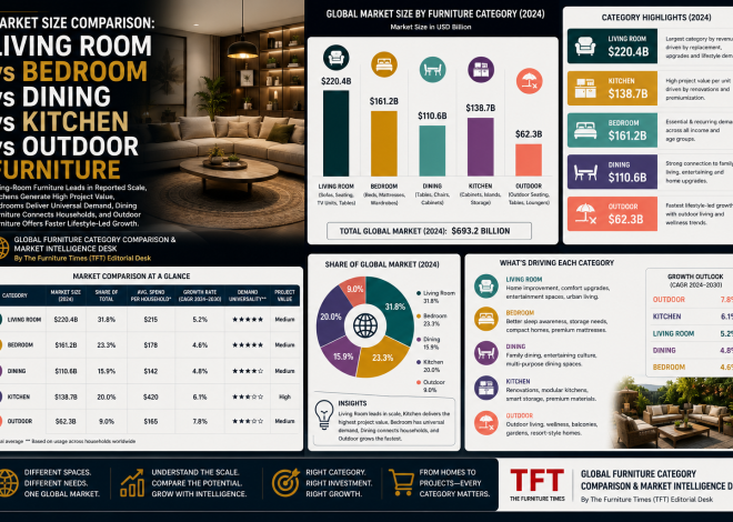 Market Size Comparison: Living Room vs Bedroom vs Dining vs Kitchen vs Outdoor Furniture