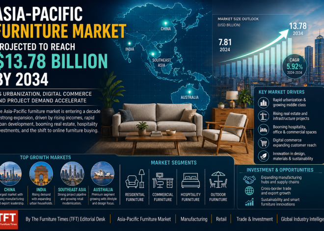Asia-Pacific Furniture Market Projected to Reach $13.78 Billion by 2034 as Urbanization