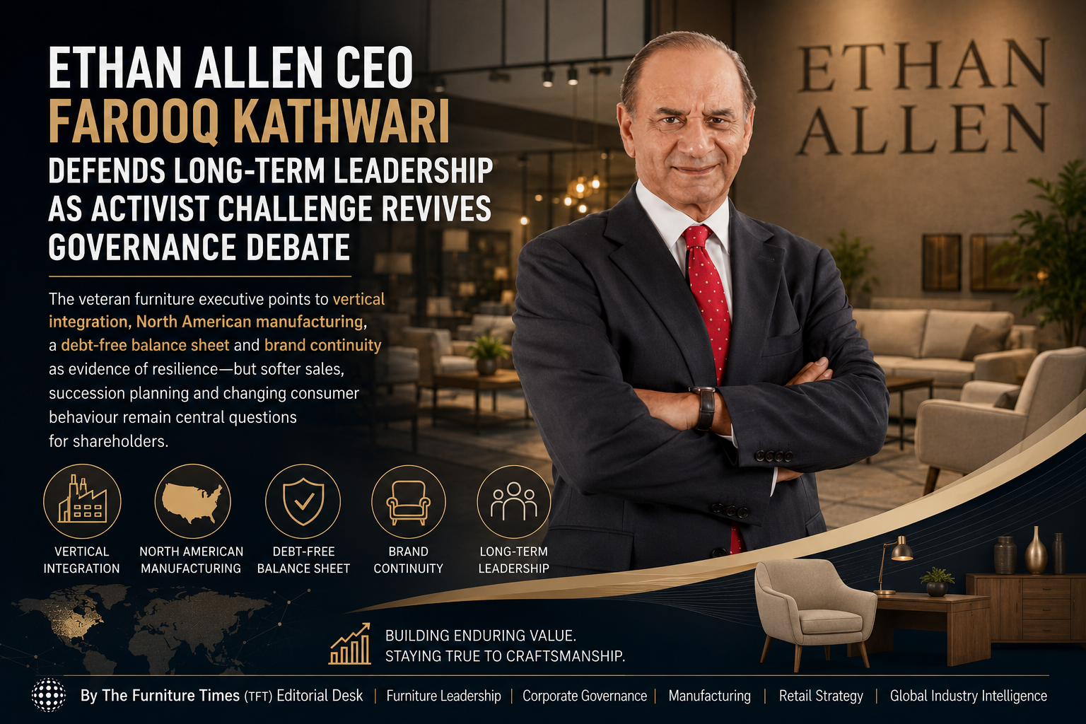 Ethan Allen CEO Farooq Kathwari Defends Long-Term Leadership as Activist Challenge Revives Governance Debate