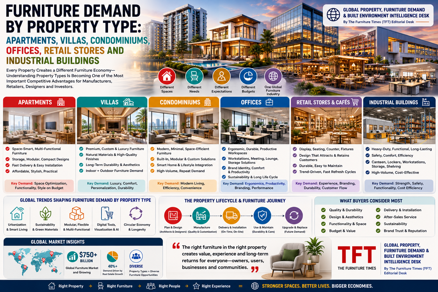 Furniture Demand by Property Type: Apartments, Villas, Condominiums, Offices, Retail Stores and Industrial Buildings