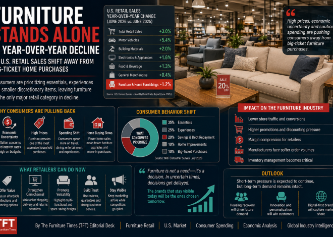 Furniture Stands Alone in Year-over-Year Decline as U.S. Retail Sales Shift Away From Big-Ticket Home Purchases